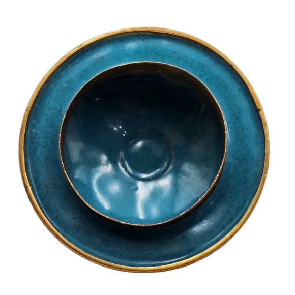 Vintage Dark Red Peony Design Chinese Brass Cloisonné Ginger/Tea Jar * Pristine - Picture 8 of 11